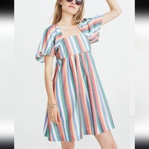 Madewell Square-Neck Mini Dress in Festival Stripe NWT